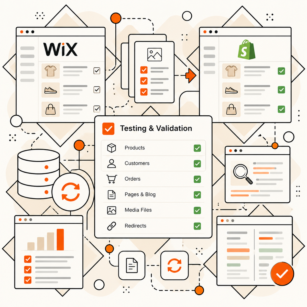Wix to Shopify test migration and reconciliation