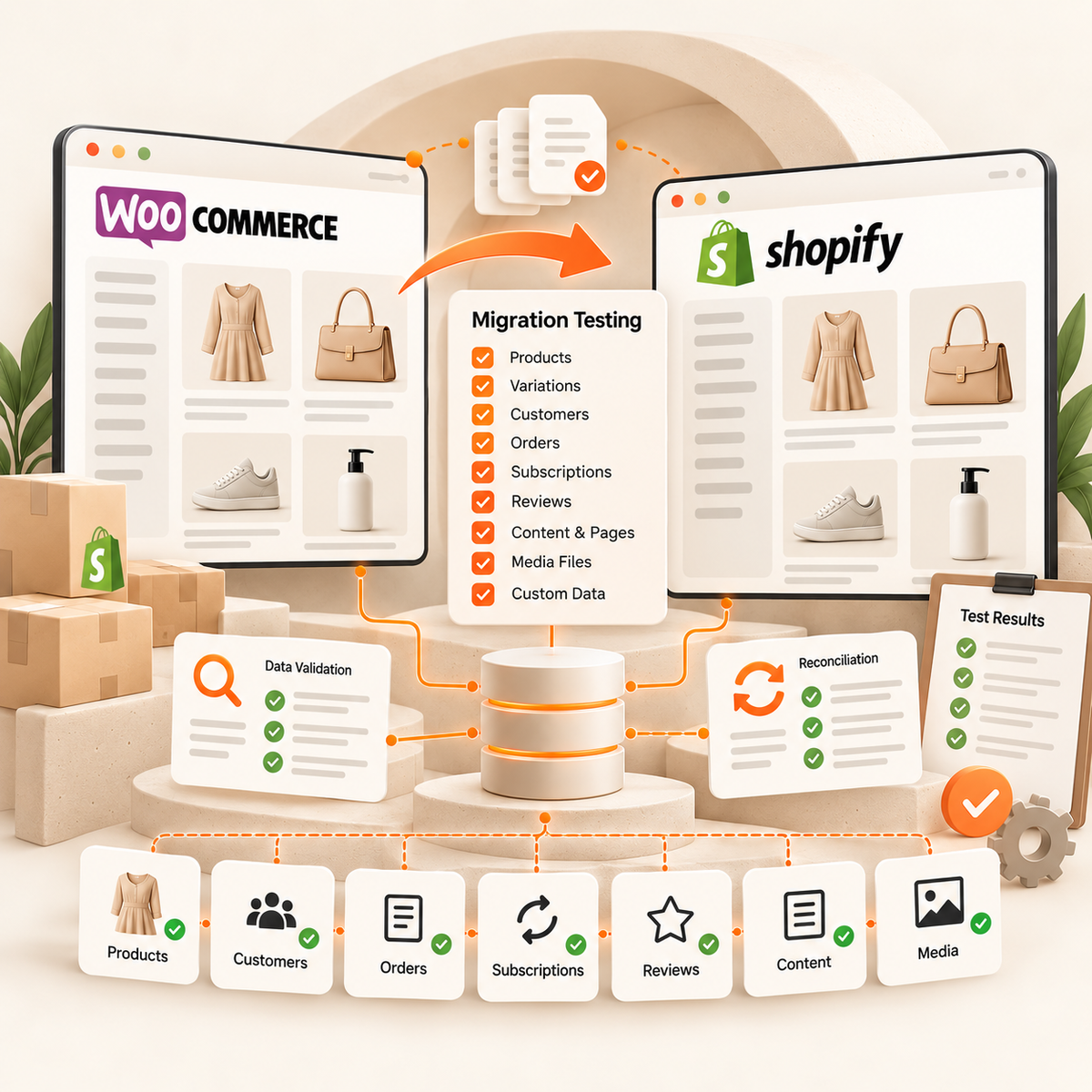 WooCommerce to Shopify test migration and reconciliation