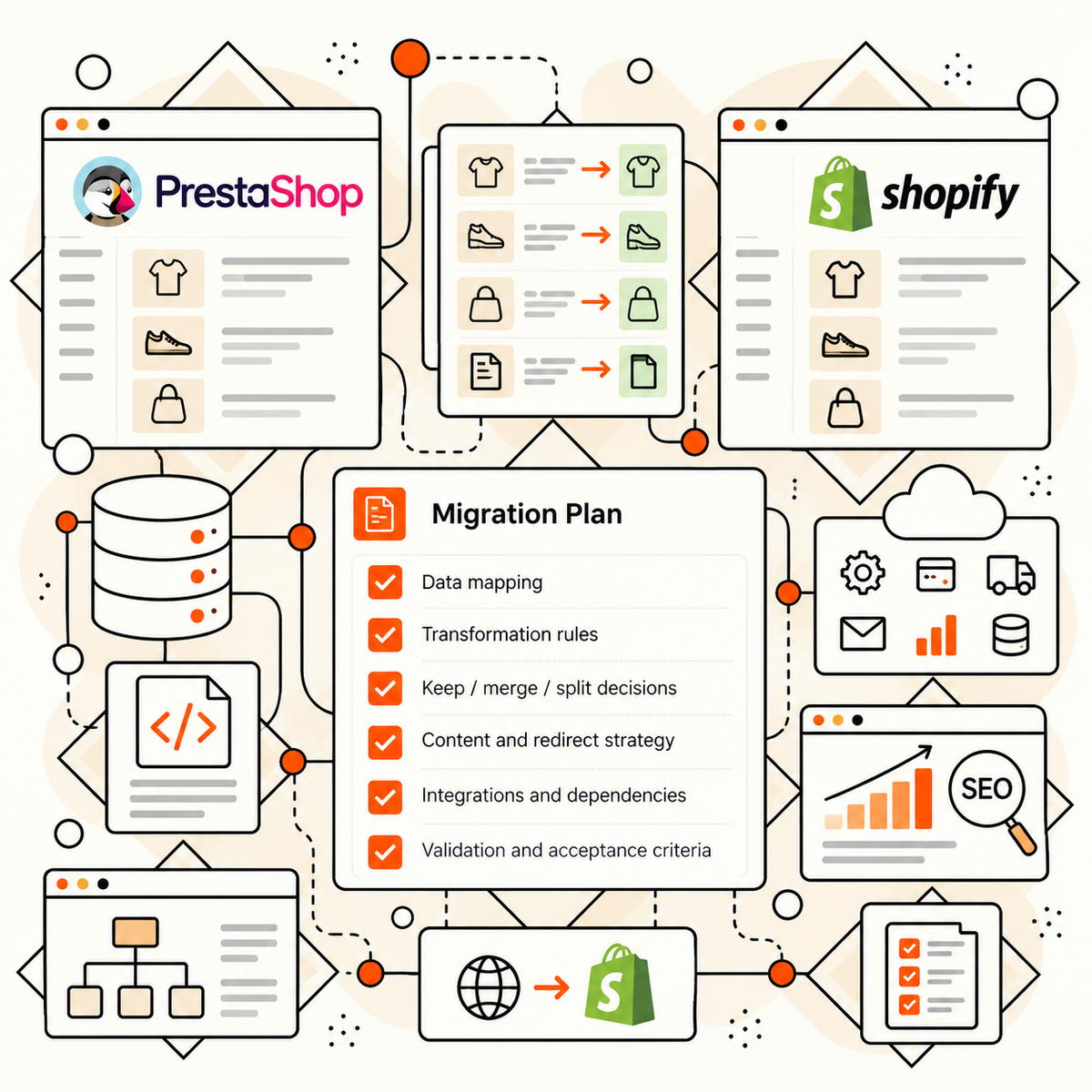 PrestaShop to Shopify target architecture