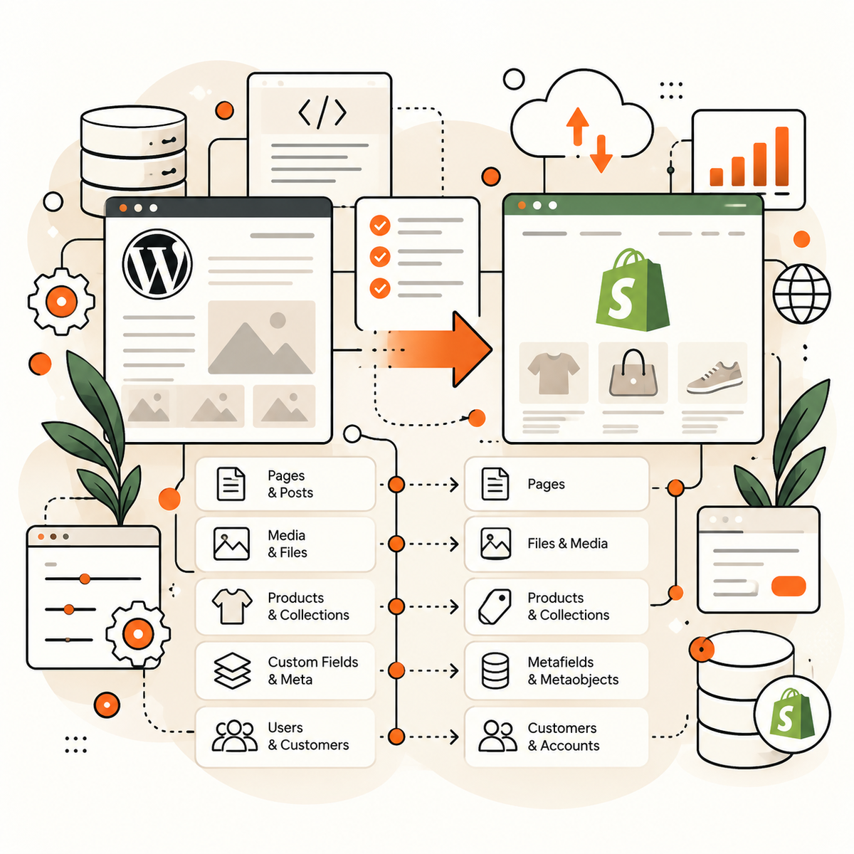 WordPress to Shopify target architecture